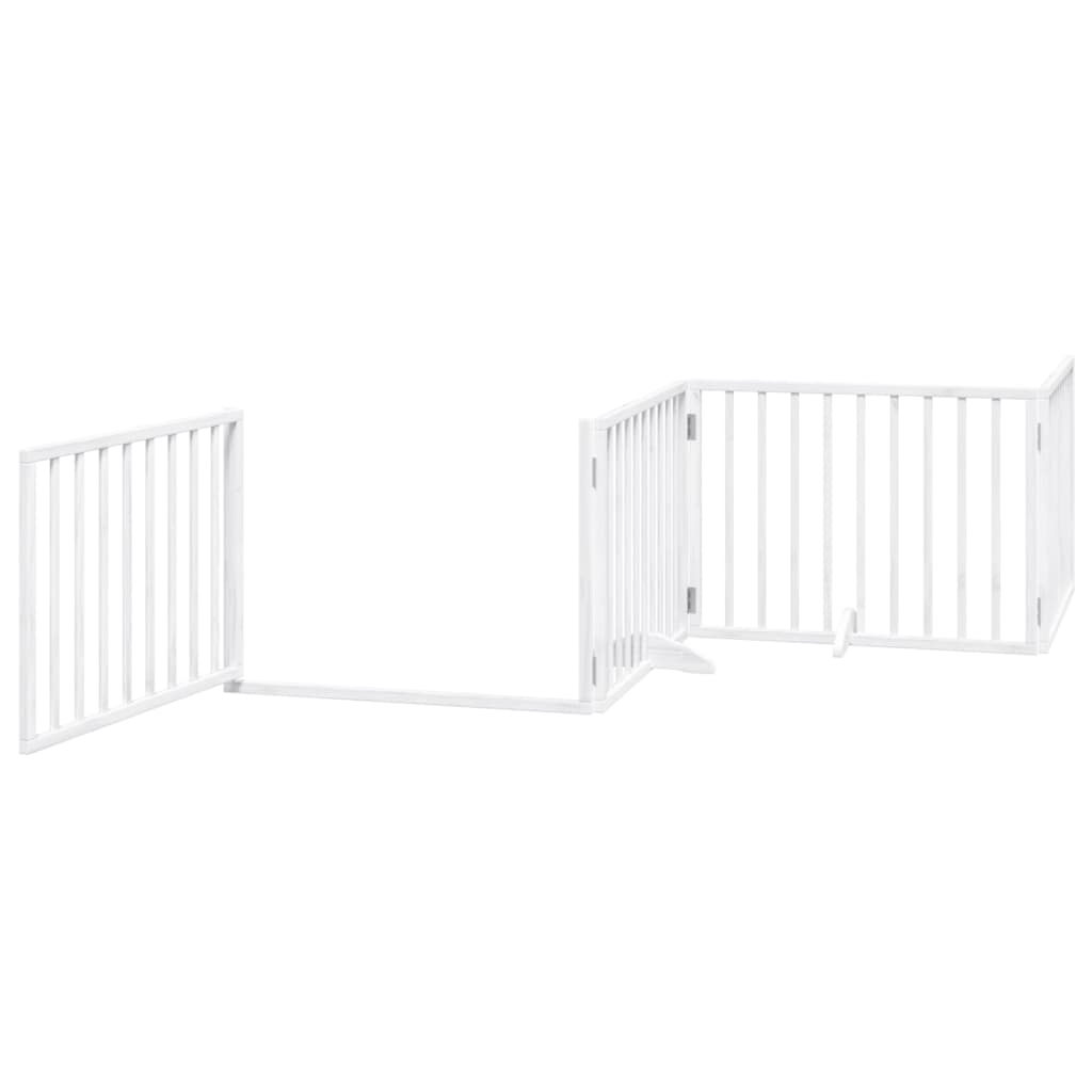 vidaXL Dog Gate with Door Foldable 12 Panels White 960 cm Poplar Wood