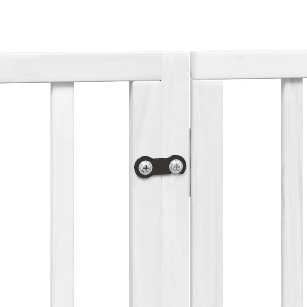Dog Gate with Door Foldable 12 Panels White 960 cm Poplar Wood