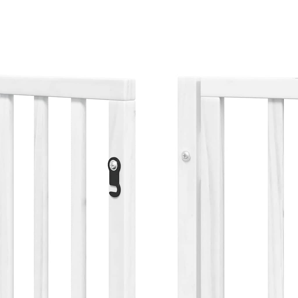 Dog Gate with Door Foldable 6 Panels White 480 cm Poplar Wood