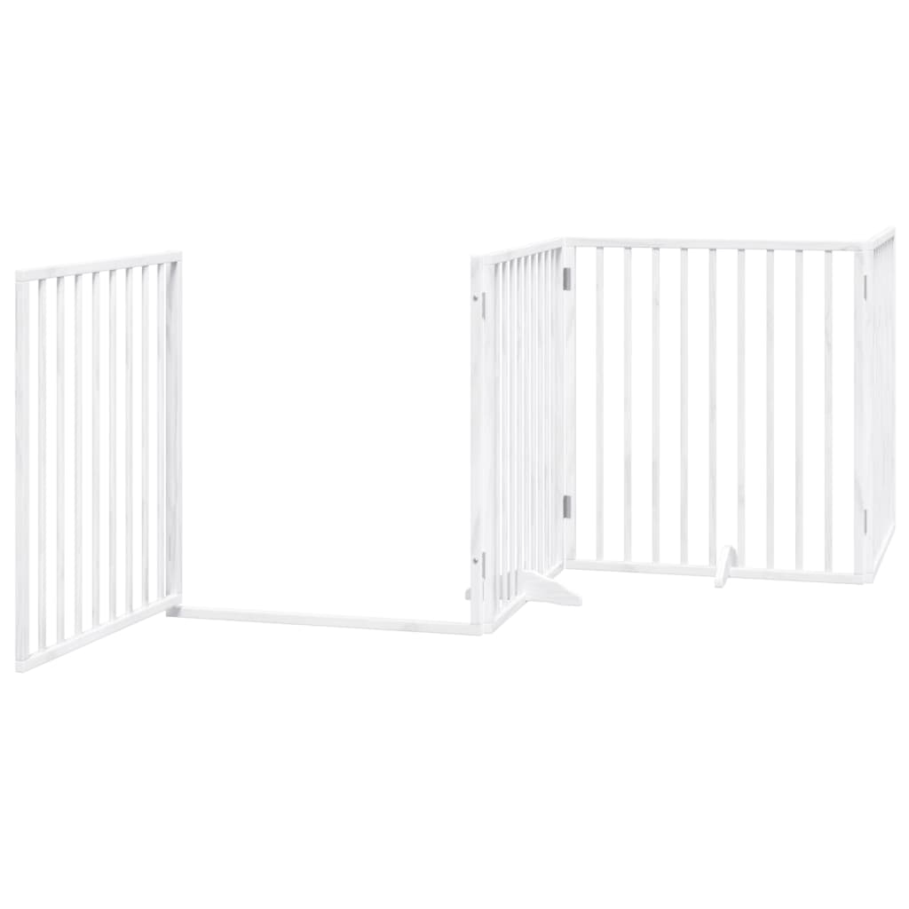 vidaXL Dog Gate with Door Foldable 8 Panels White 640 cm Poplar Wood