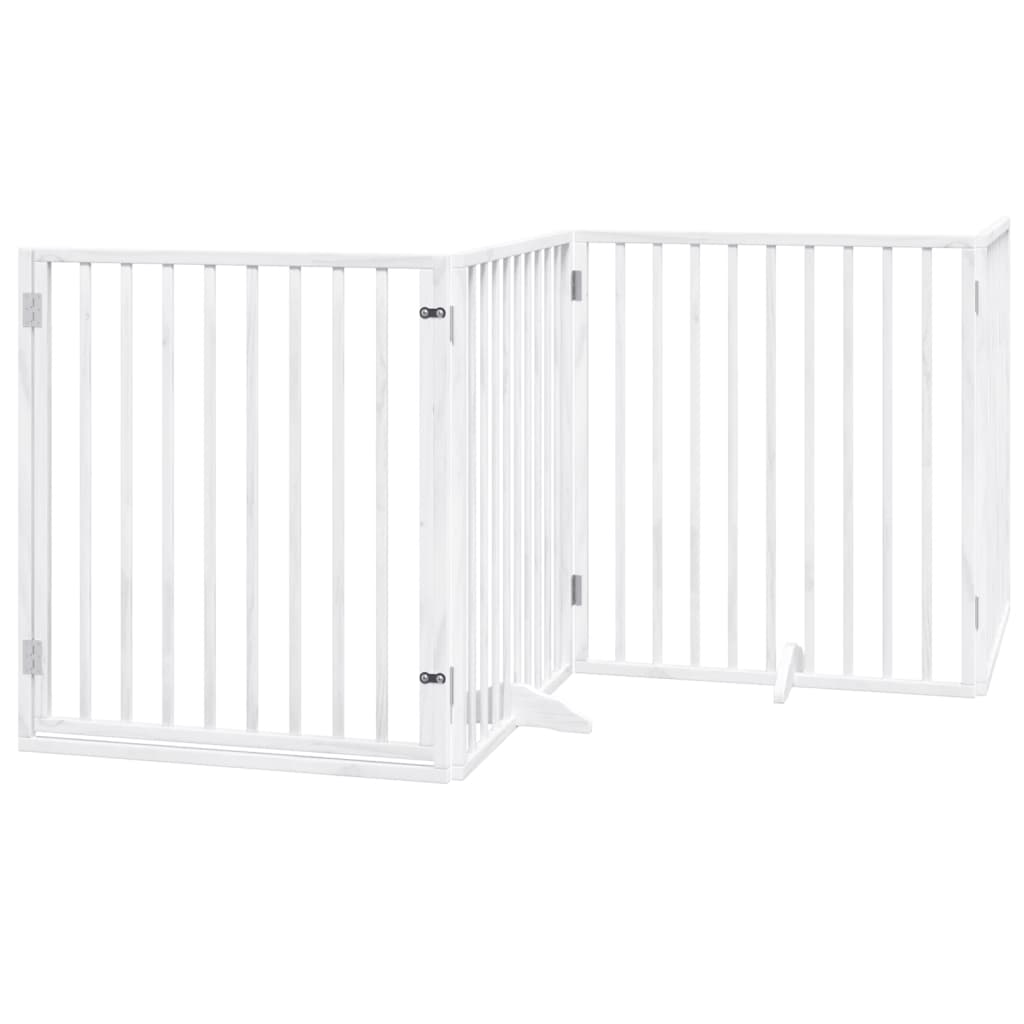 vidaXL Dog Gate with Door Foldable 12 Panels White 960 cm Poplar Wood