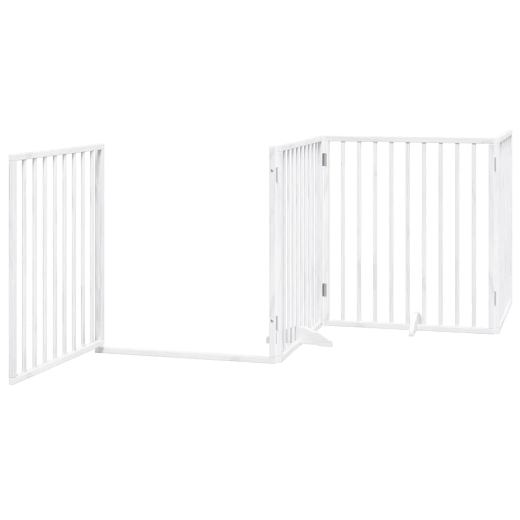 vidaXL Dog Gate with Door Foldable 12 Panels White 960 cm Poplar Wood