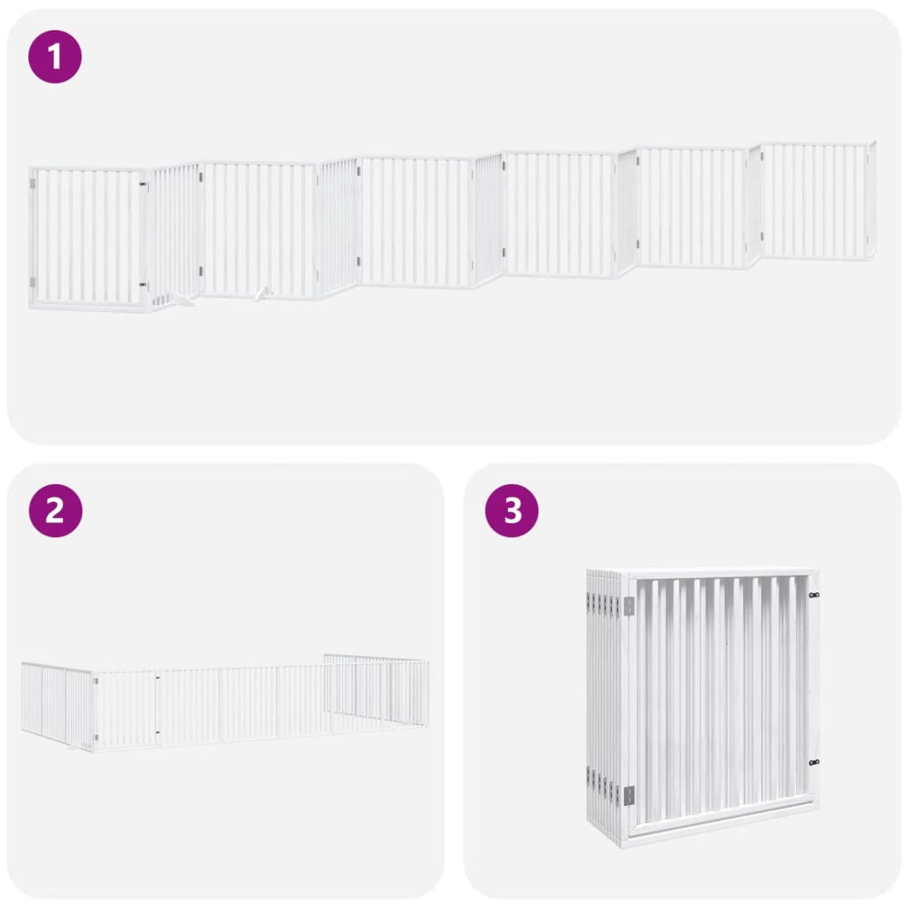 vidaXL Dog Gate with Door Foldable 12 Panels White 960 cm Poplar Wood