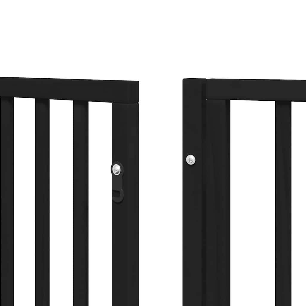 vidaXL Dog Gate with Door Foldable 6 Panels Black 480 cm Poplar Wood