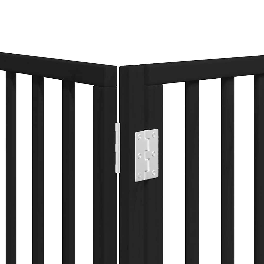 Dog Gate with Door Foldable 6 Panels Black 480 cm Poplar Wood
