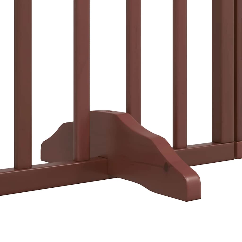 Dog Gate with Door Foldable 6 Panels Brown 480 cm Poplar Wood