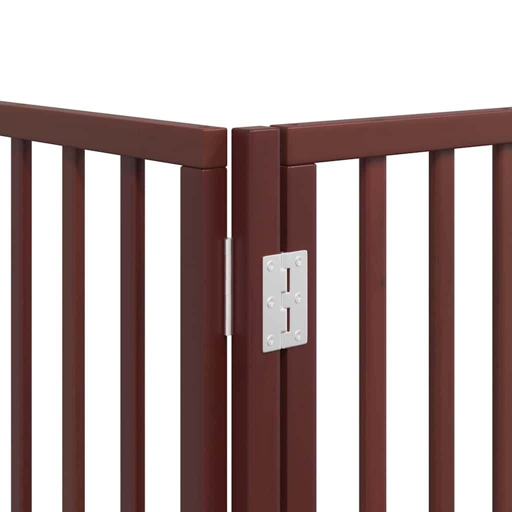 Dog Gate with Door Foldable 6 Panels Brown 480 cm Poplar Wood