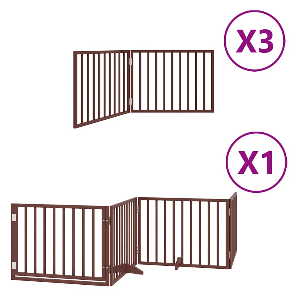 Dog Gate with Door Foldable 10 Panels Brown 800 cm Poplar Wood