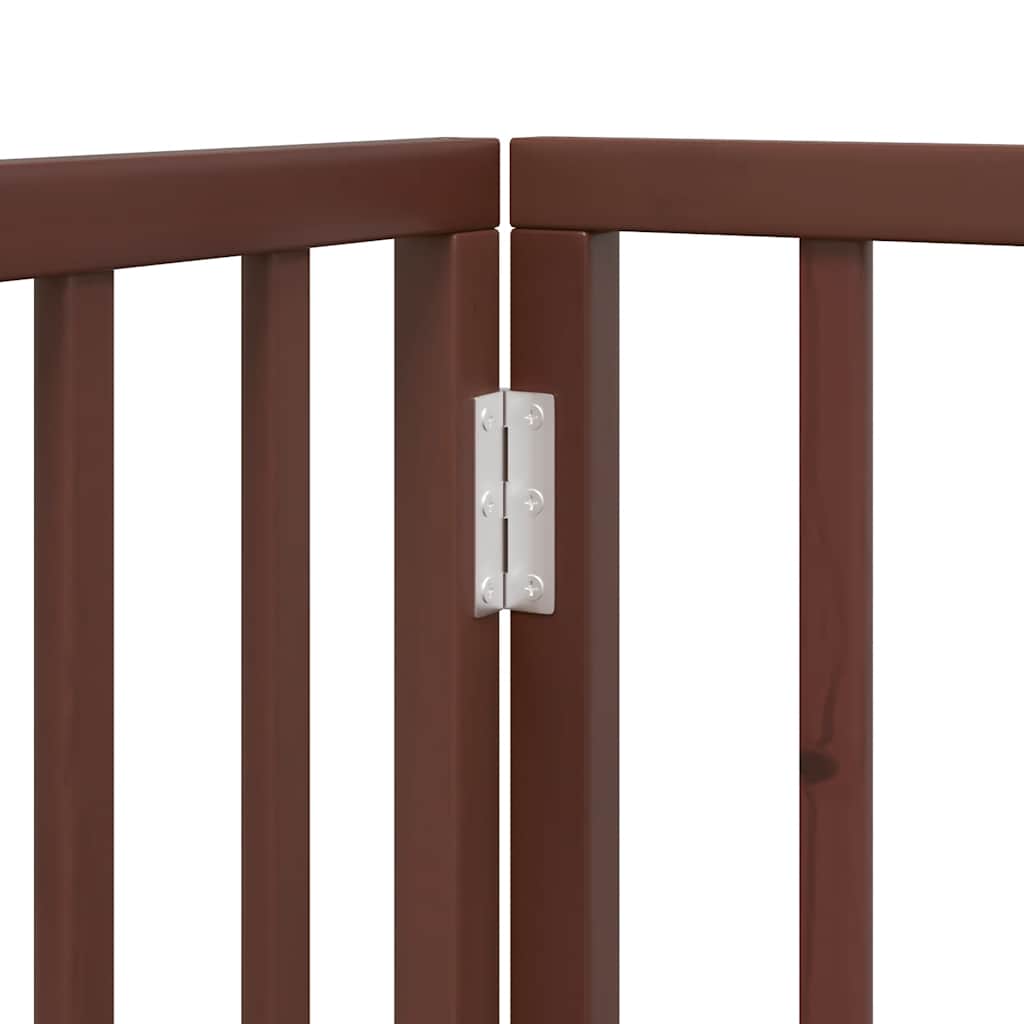 Dog Gate with Door Foldable 10 Panels Brown 800 cm Poplar Wood