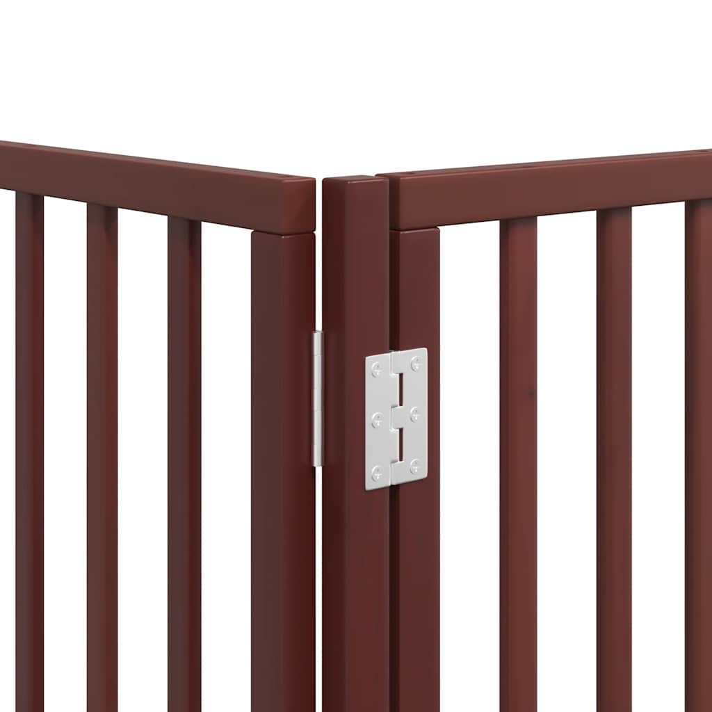 Dog Gate with Door Foldable 10 Panels Brown 800 cm Poplar Wood