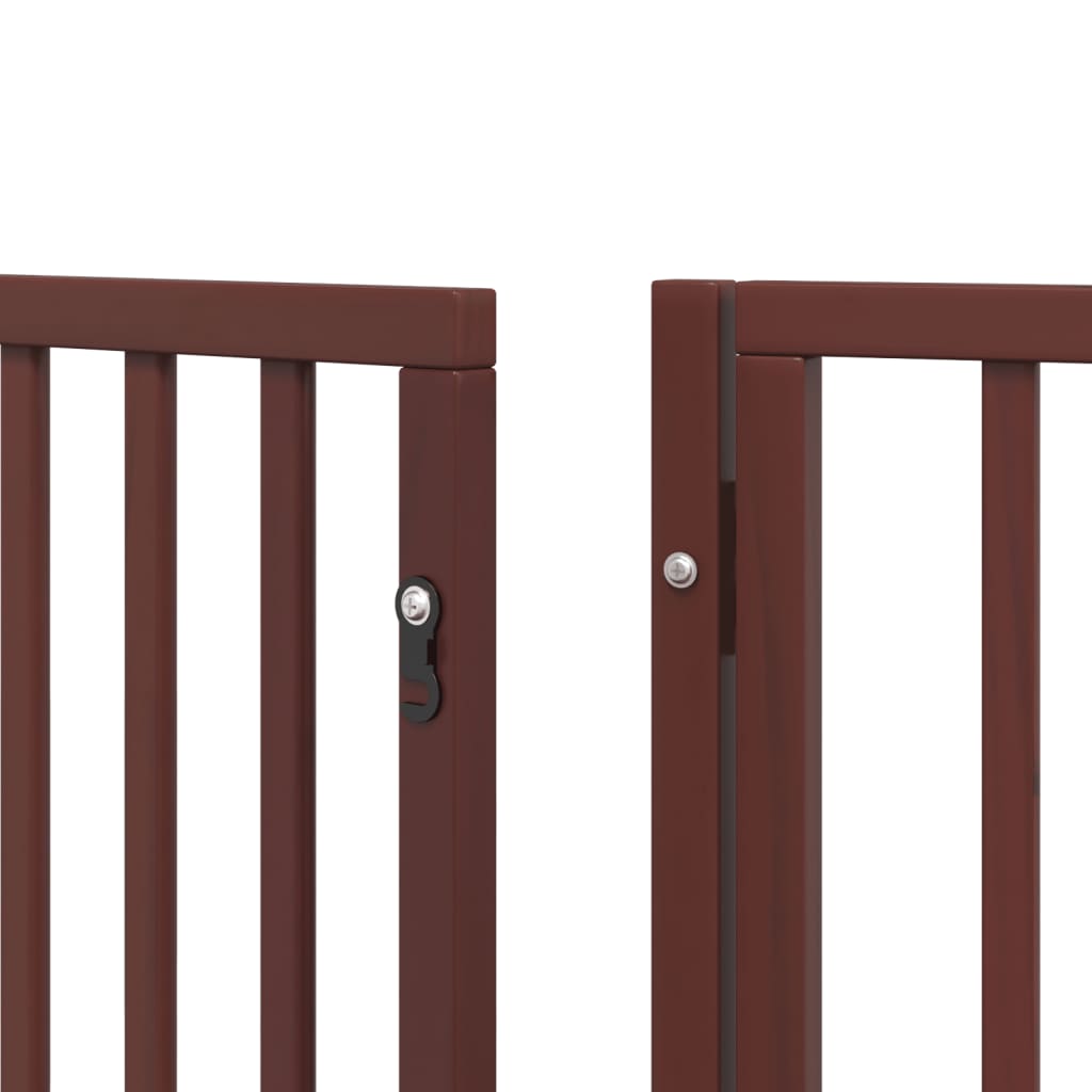 vidaXL Dog Gate with Door Foldable 12 Panels Brown 960 cm Poplar Wood