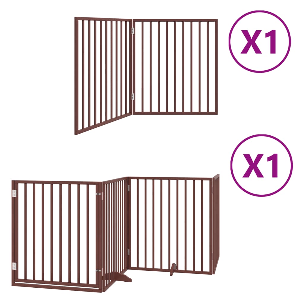 vidaXL Dog Gate with Door Foldable 6 Panels Brown 480 cm Poplar Wood