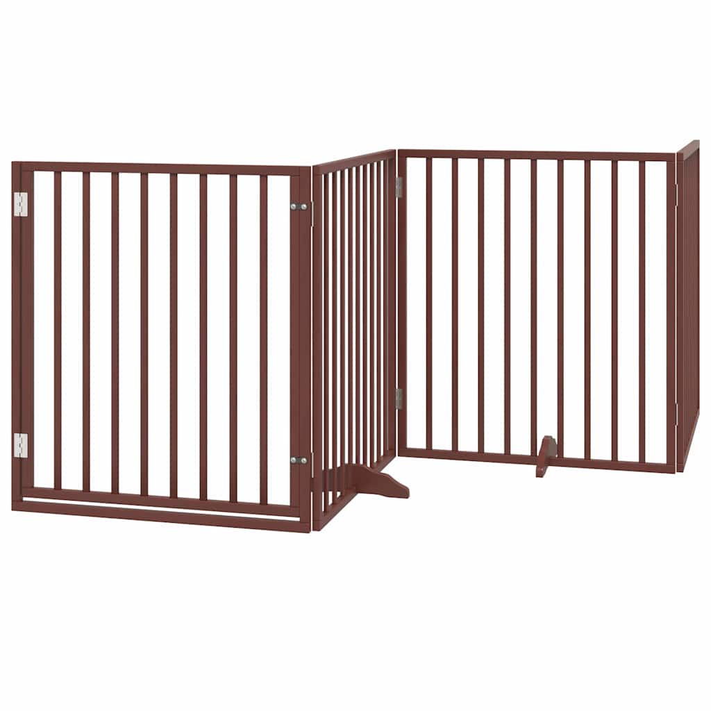 Dog Gate with Door Foldable 6 Panels Brown 480 cm Poplar Wood