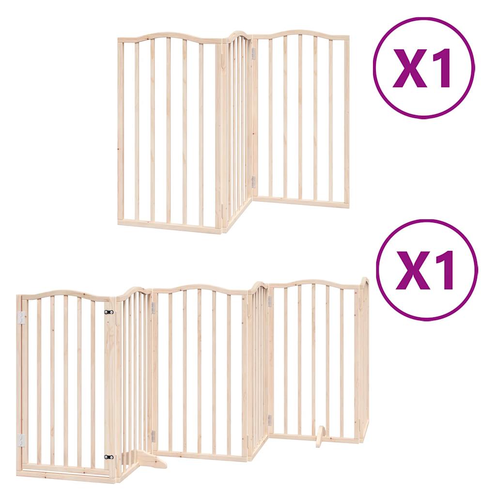 vidaXL Dog Gate with Door Foldable 9 Panels 450 cm Poplar Wood