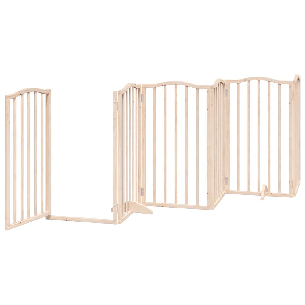 vidaXL Dog Gate with Door Foldable 9 Panels 450 cm Poplar Wood