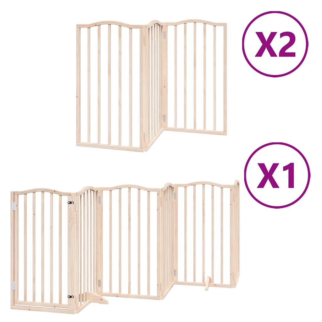 vidaXL Dog Gate with Door Foldable 12 Panels 600 cm Poplar Wood