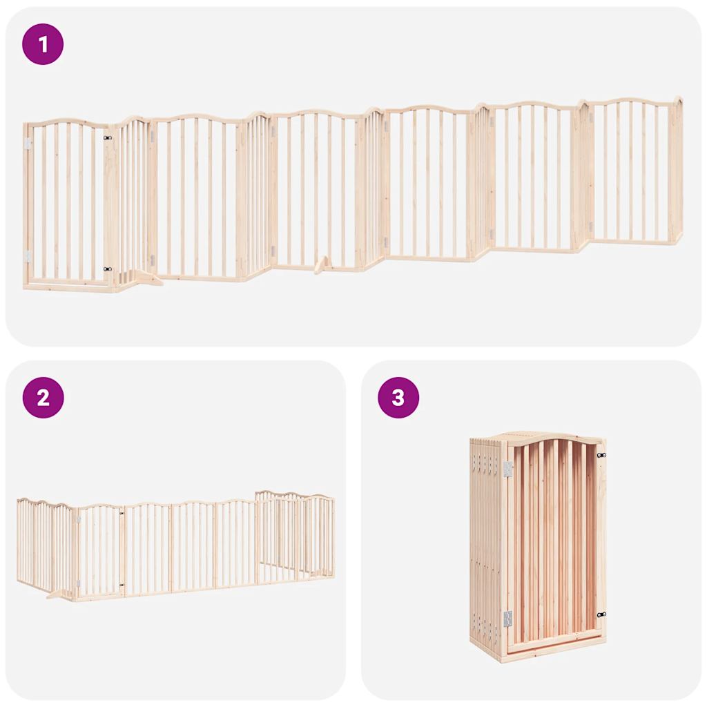 vidaXL Dog Gate with Door Foldable 12 Panels 600 cm Poplar Wood