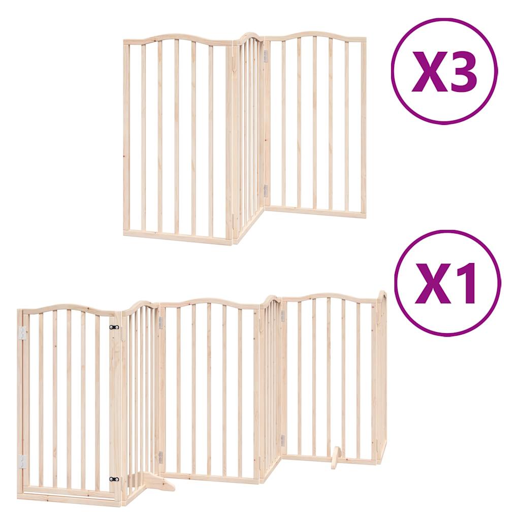 vidaXL Dog Gate with Door Foldable 15 Panels 750 cm Poplar Wood