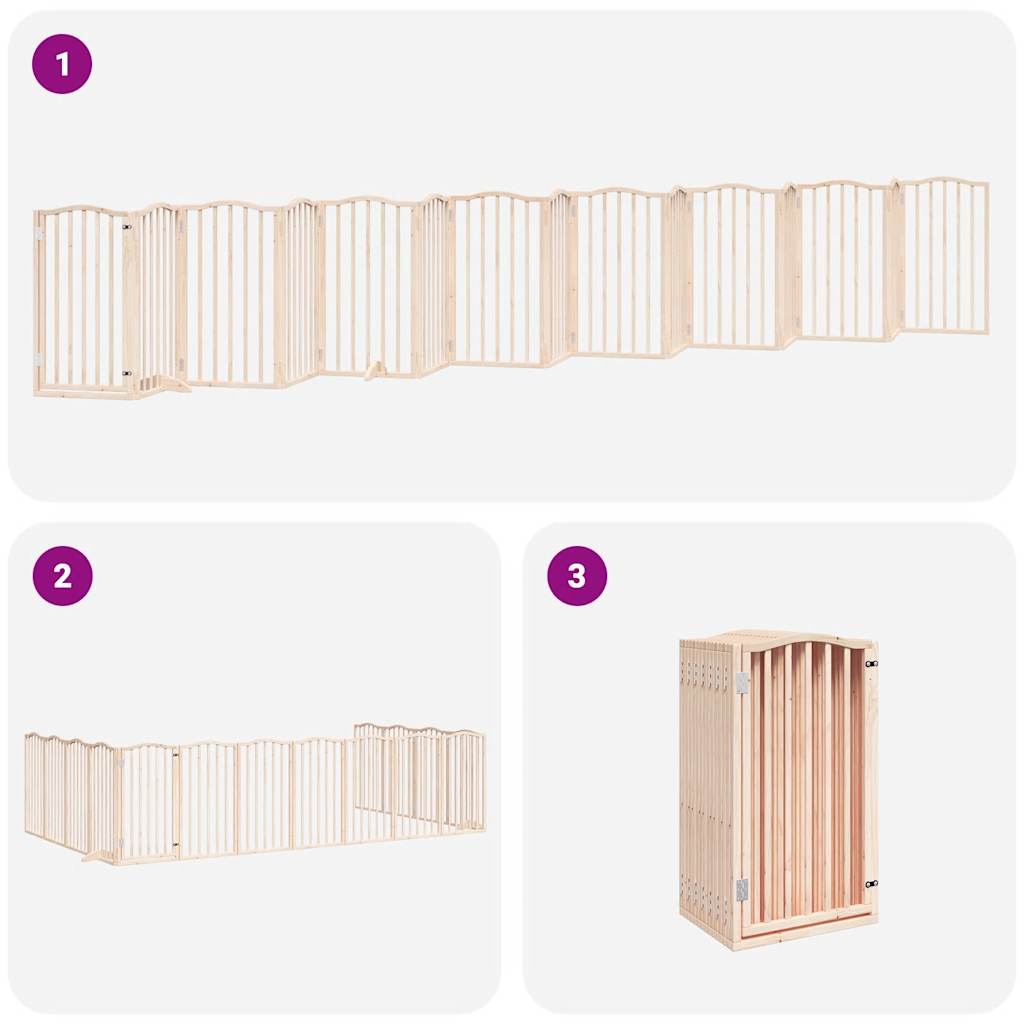 vidaXL Dog Gate with Door Foldable 15 Panels 750 cm Poplar Wood