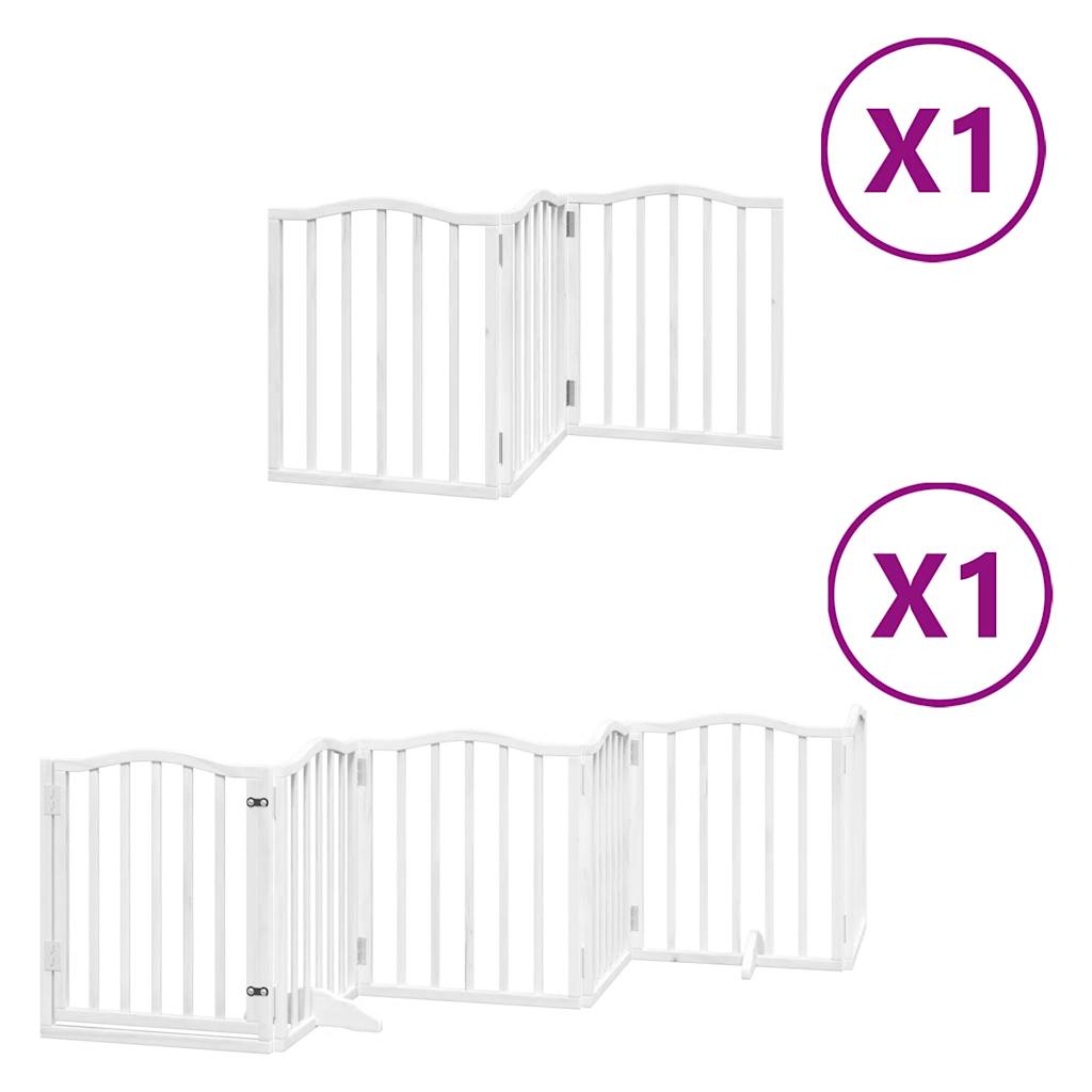 vidaXL Dog Gate with Door Foldable 9 Panels White 450 cm Poplar Wood