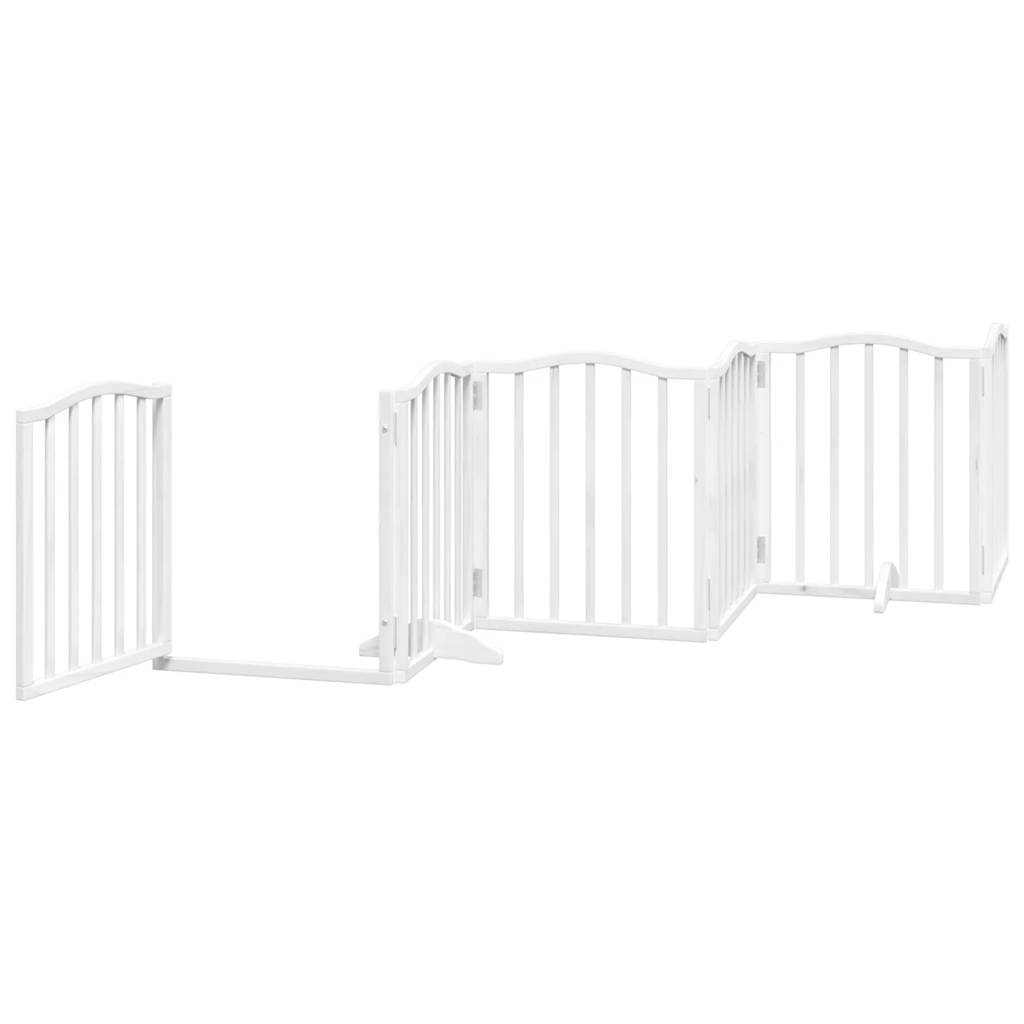 vidaXL Dog Gate with Door Foldable 9 Panels White 450 cm Poplar Wood