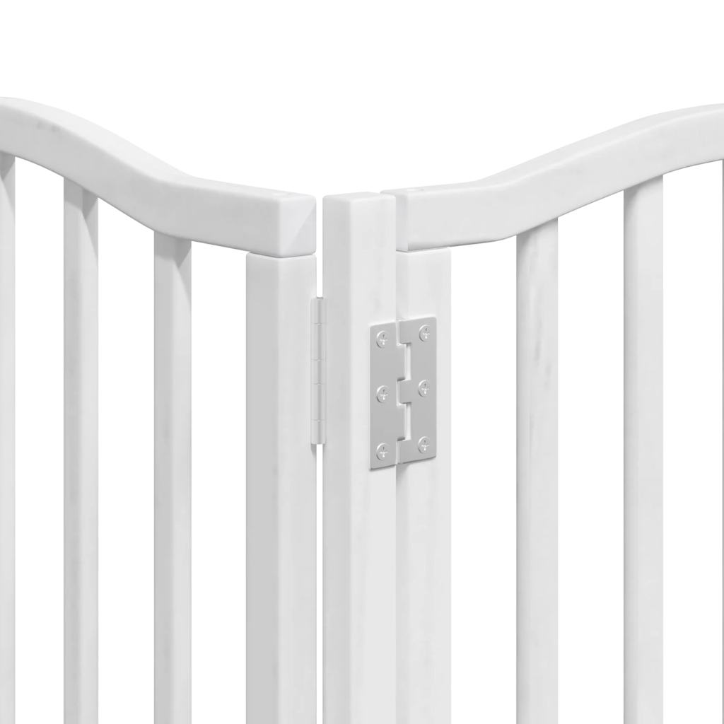 vidaXL Dog Gate with Door Foldable 9 Panels White 450 cm Poplar Wood