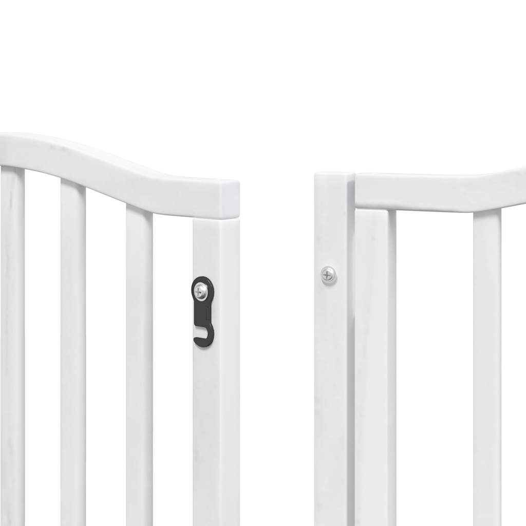 vidaXL Dog Gate with Door Foldable 9 Panels White 450 cm Poplar Wood