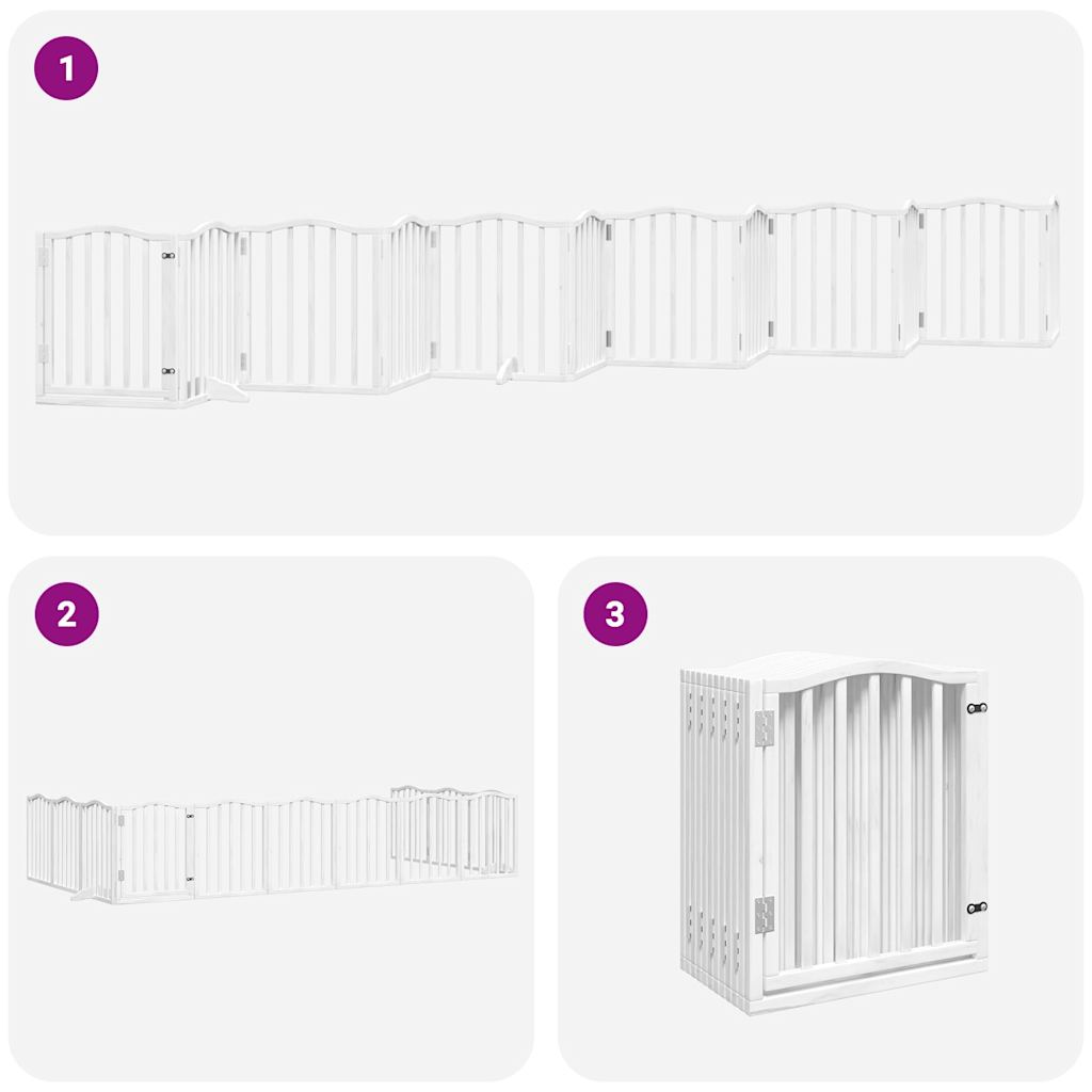 vidaXL Dog Gate with Door Foldable 12 Panels White 600 cm Poplar Wood