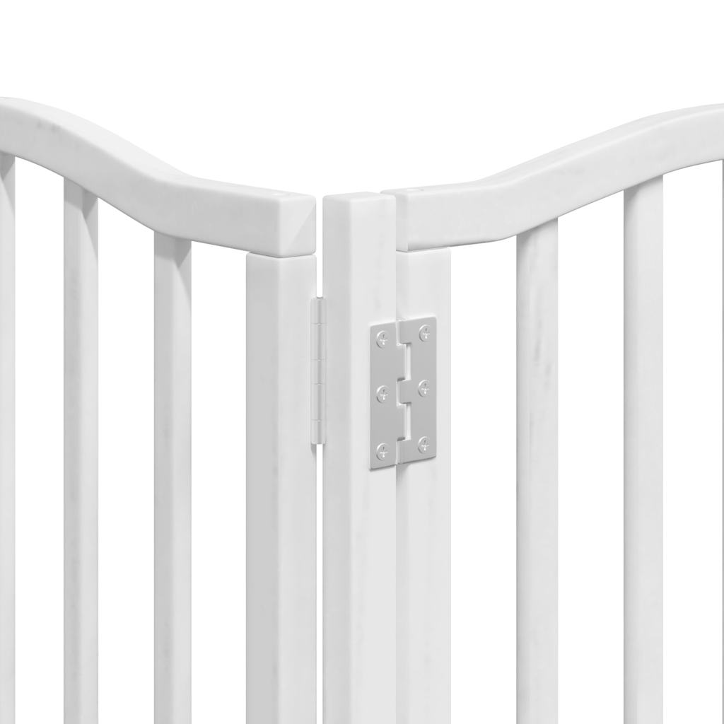 vidaXL Dog Gate with Door Foldable 12 Panels White 600 cm Poplar Wood