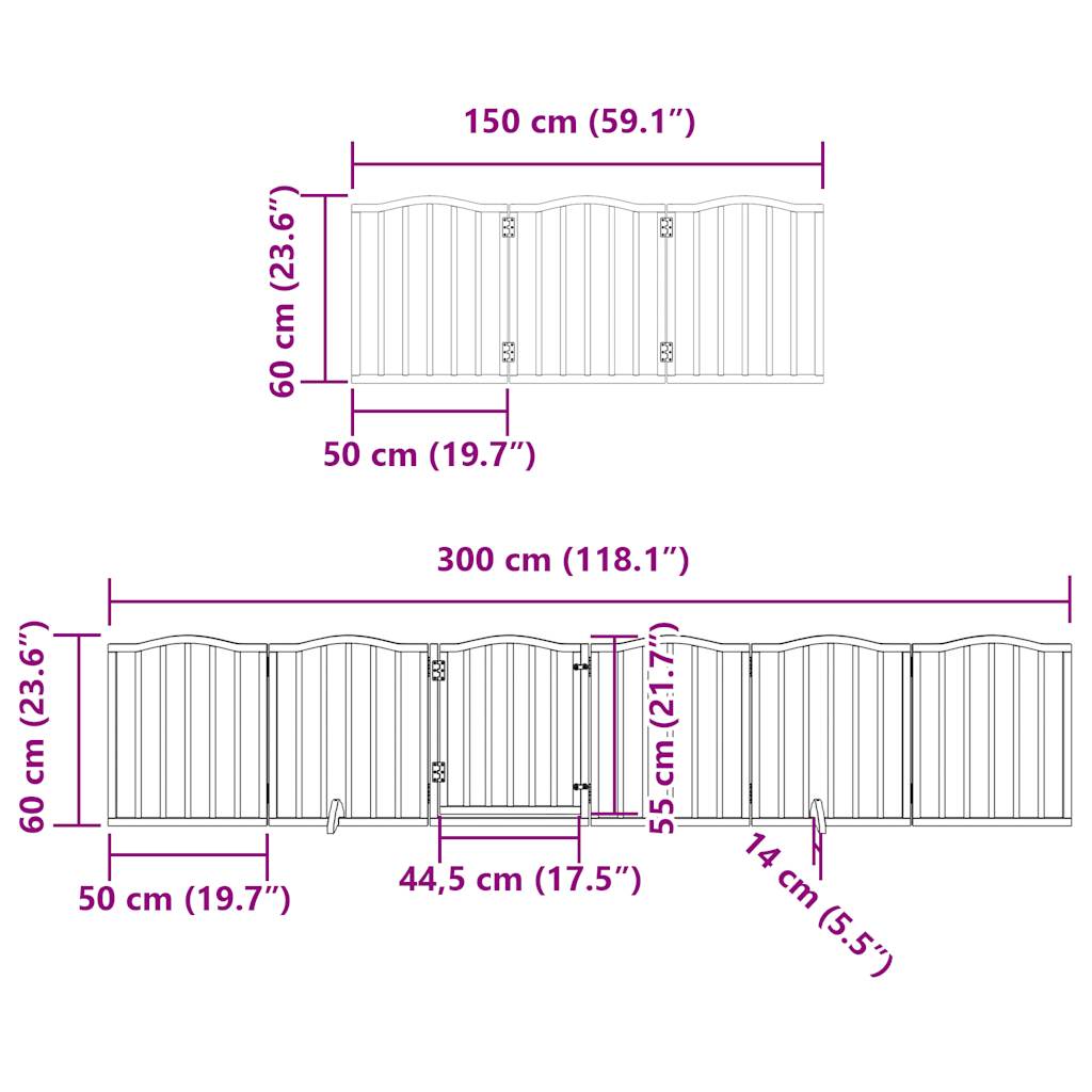 vidaXL Dog Gate with Door Foldable 12 Panels White 600 cm Poplar Wood