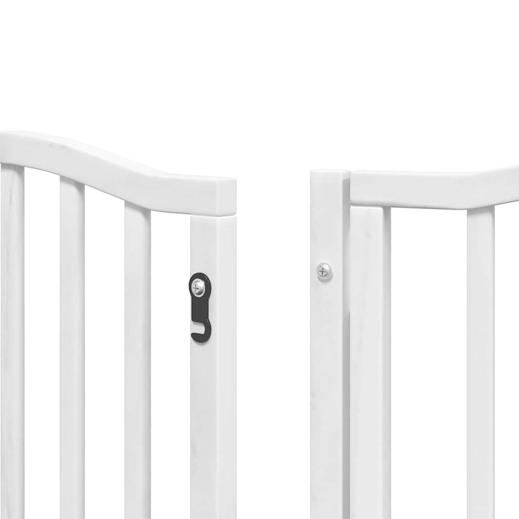 Dog Gate with Door Foldable 12 Panels White 600 cm Poplar Wood