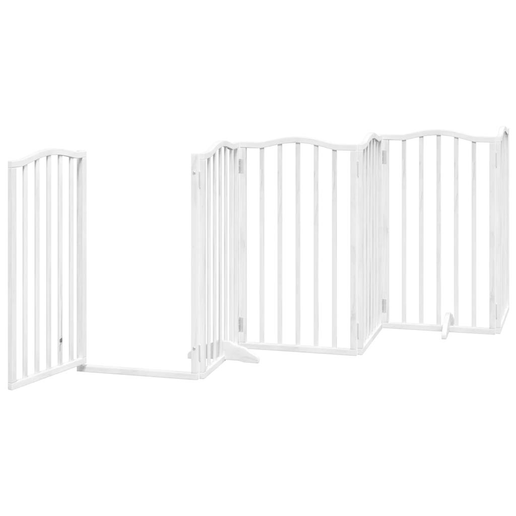 vidaXL Dog Gate with Door Foldable 9 Panels White 450 cm Poplar Wood