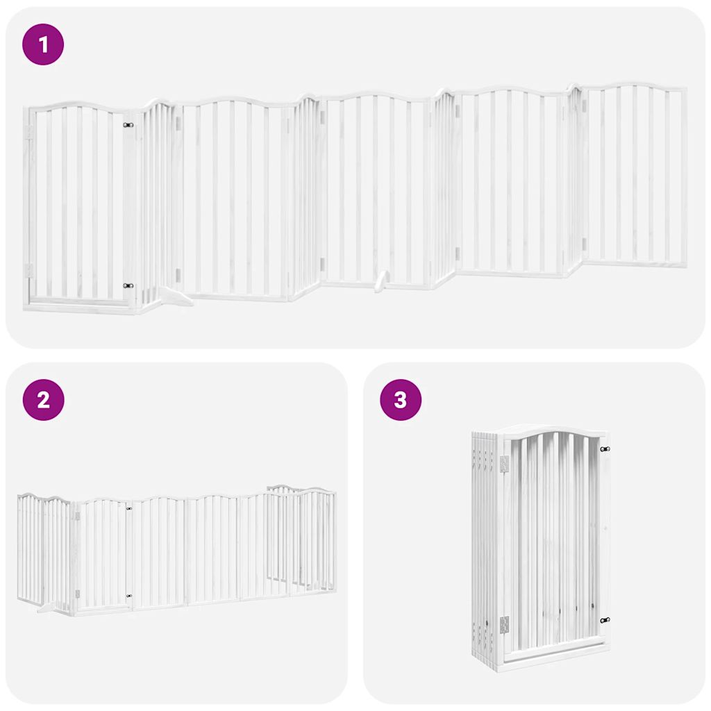 vidaXL Dog Gate with Door Foldable 9 Panels White 450 cm Poplar Wood