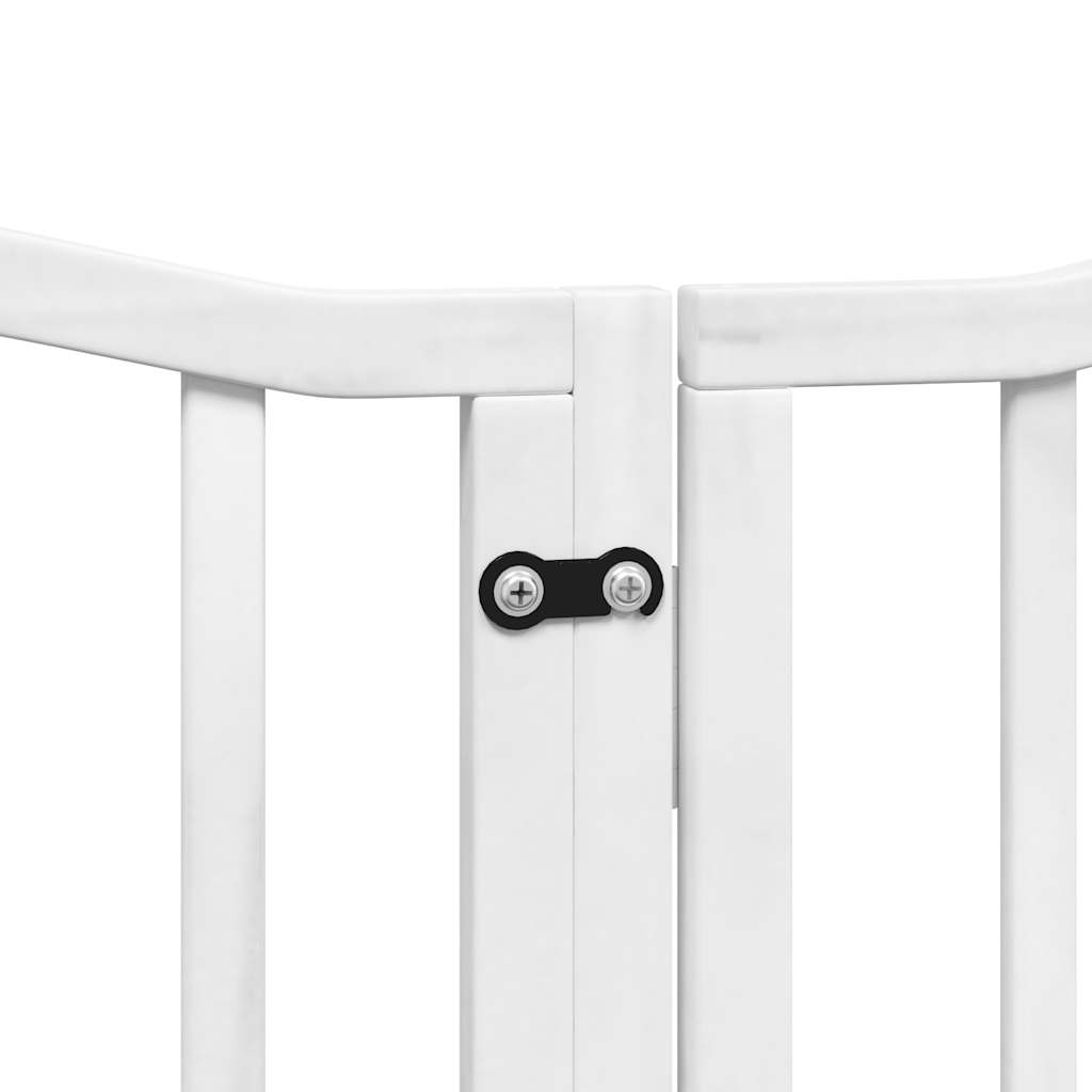 vidaXL Dog Gate with Door Foldable 9 Panels White 450 cm Poplar Wood