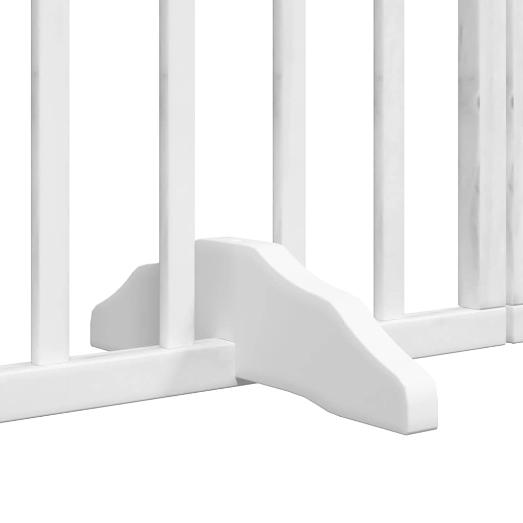 Dog Gate with Door Foldable 9 Panels White 450 cm Poplar Wood