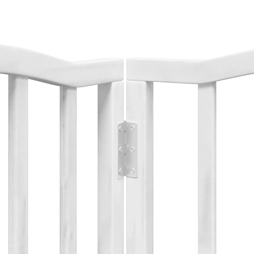 Dog Gate with Door Foldable 9 Panels White 450 cm Poplar Wood