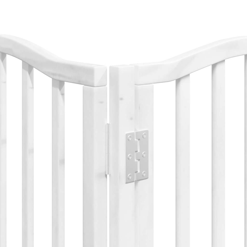 Dog Gate with Door Foldable 9 Panels White 450 cm Poplar Wood