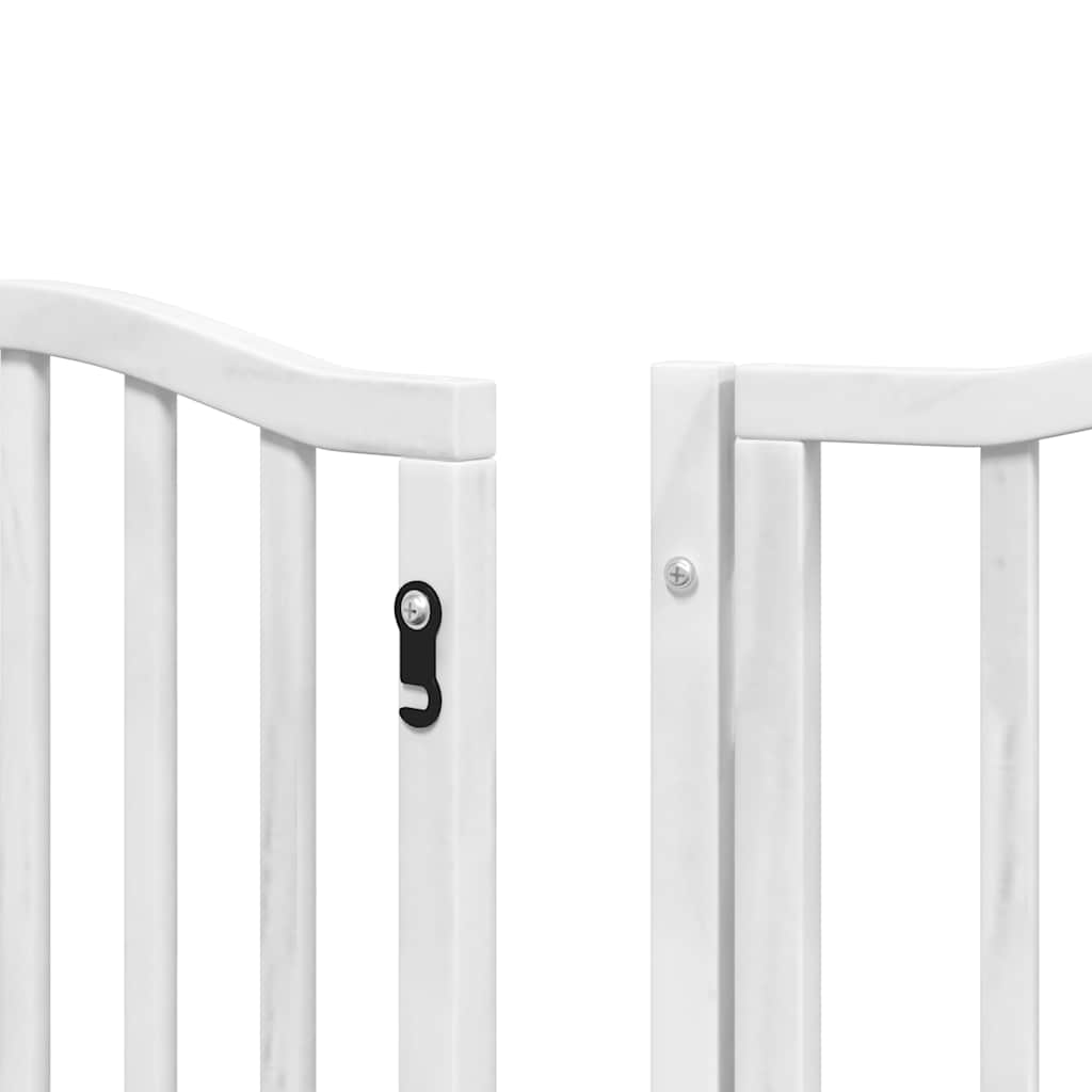 Dog Gate with Door Foldable 9 Panels White 450 cm Poplar Wood