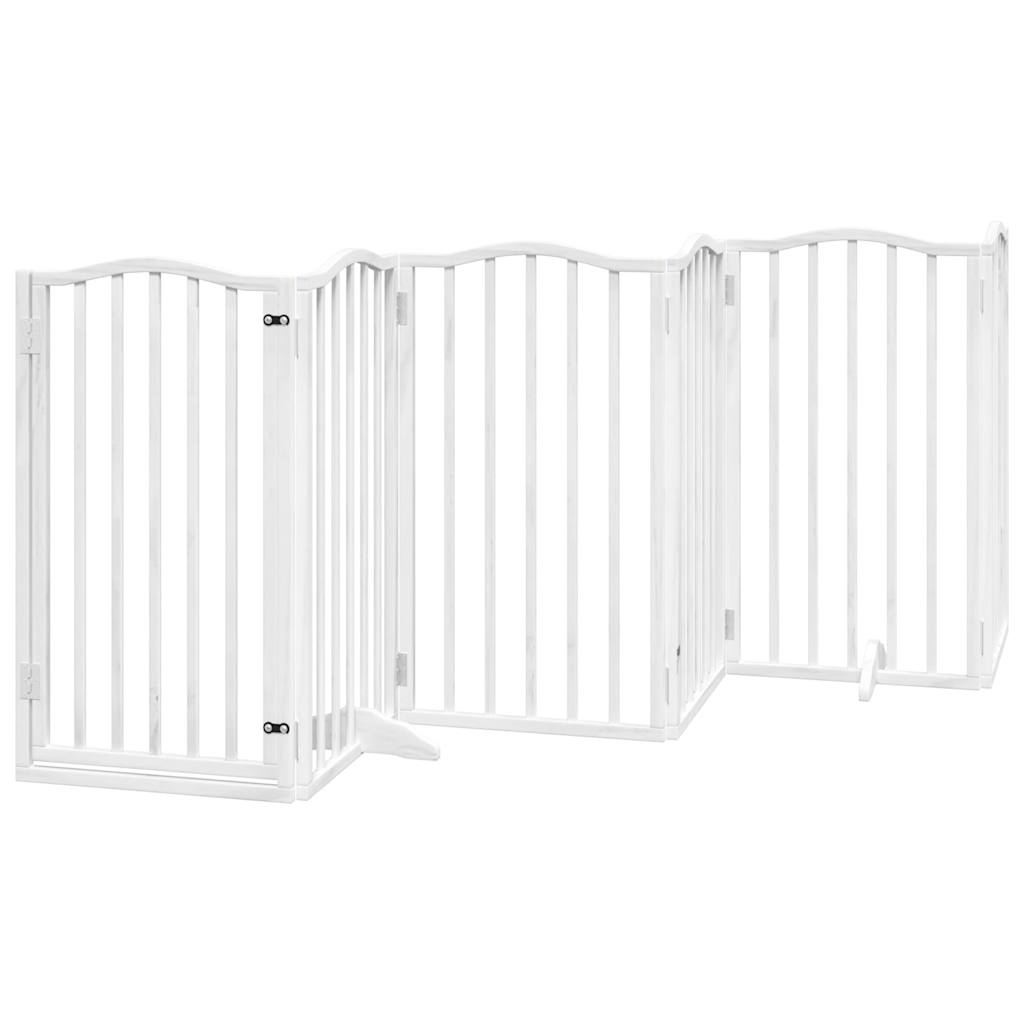 vidaXL Dog Gate with Door Foldable 12 Panels White 600 cm Poplar Wood