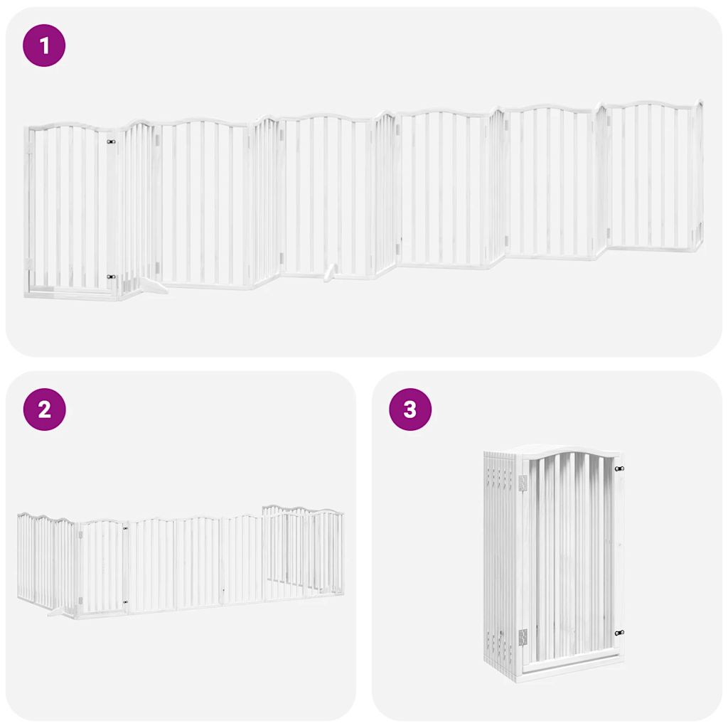 vidaXL Dog Gate with Door Foldable 12 Panels White 600 cm Poplar Wood