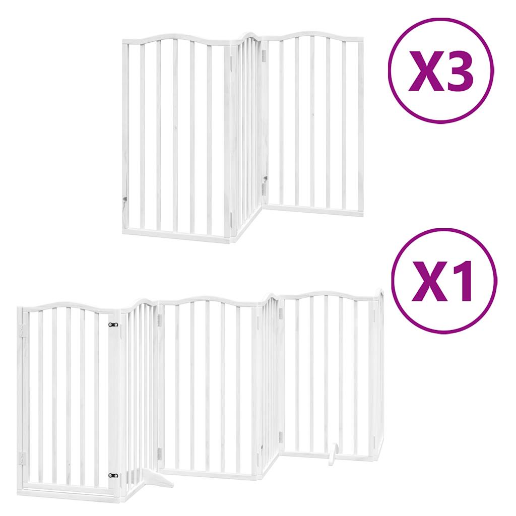 vidaXL Dog Gate with Door Foldable 15 Panels White 750 cm Poplar Wood