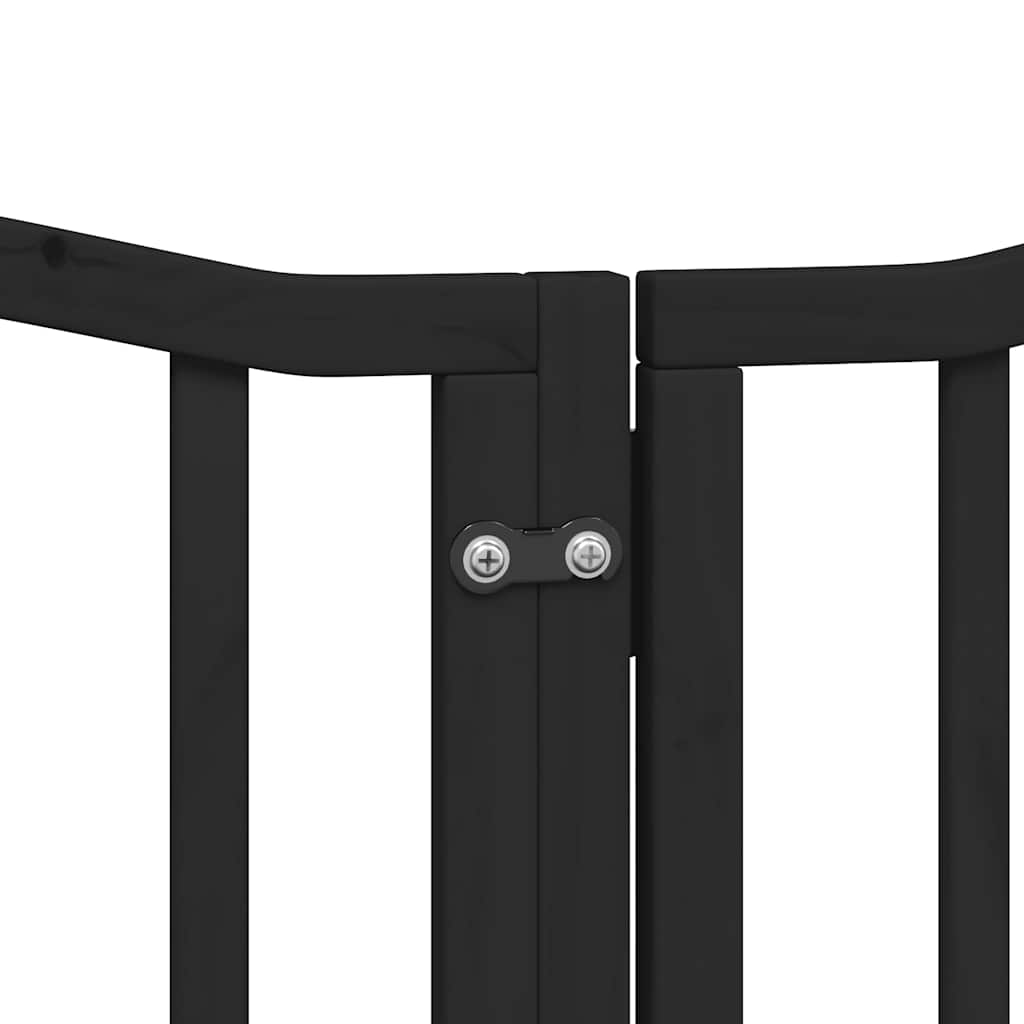 Dog Gate with Door Foldable 12 Panels Black 600 cm Poplar Wood
