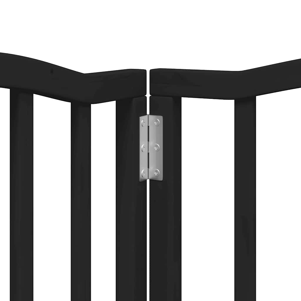 Dog Gate with Door Foldable 12 Panels Black 600 cm Poplar Wood