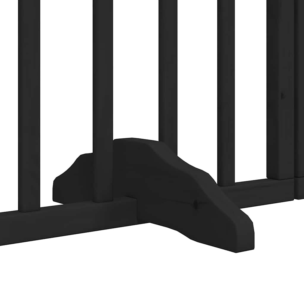 Dog Gate with Door Foldable 9 Panels Black 450 cm Poplar Wood