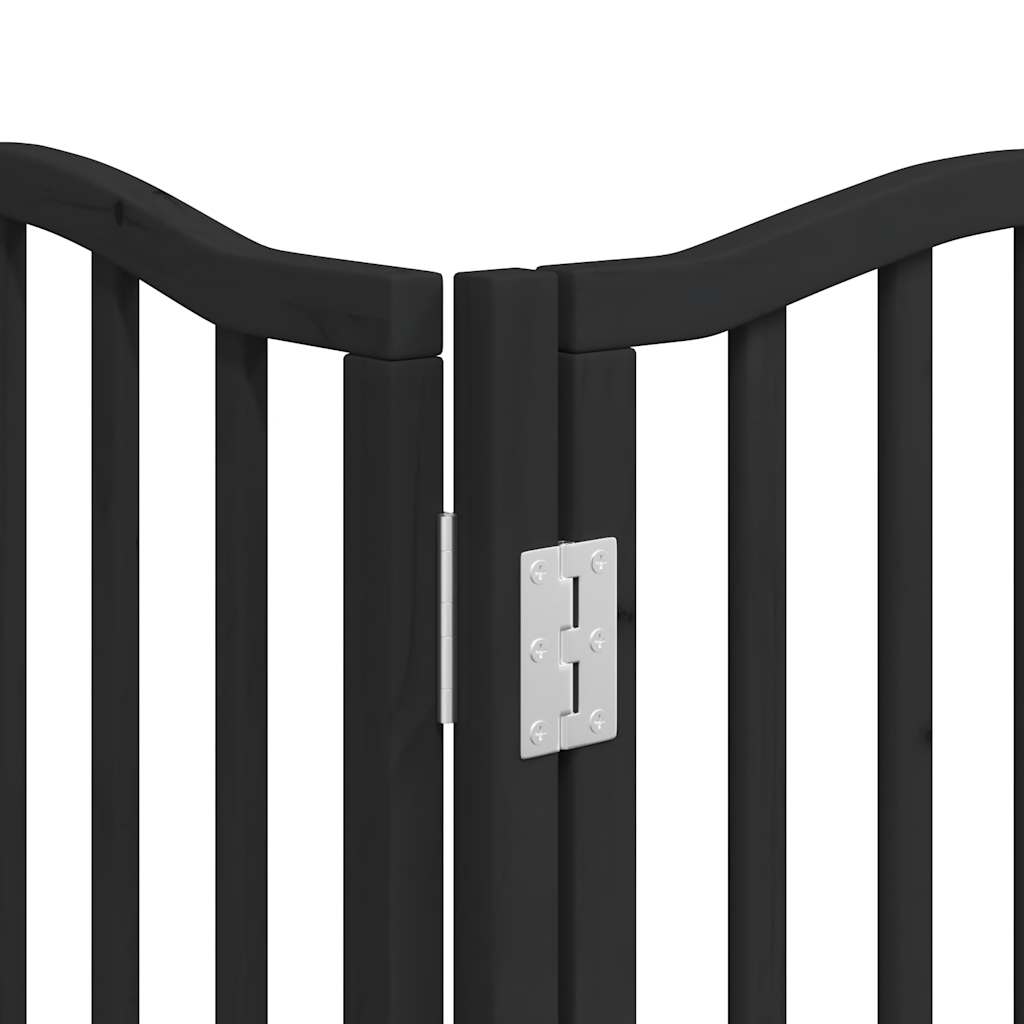 vidaXL Dog Gate with Door Foldable 9 Panels Black 450 cm Poplar Wood