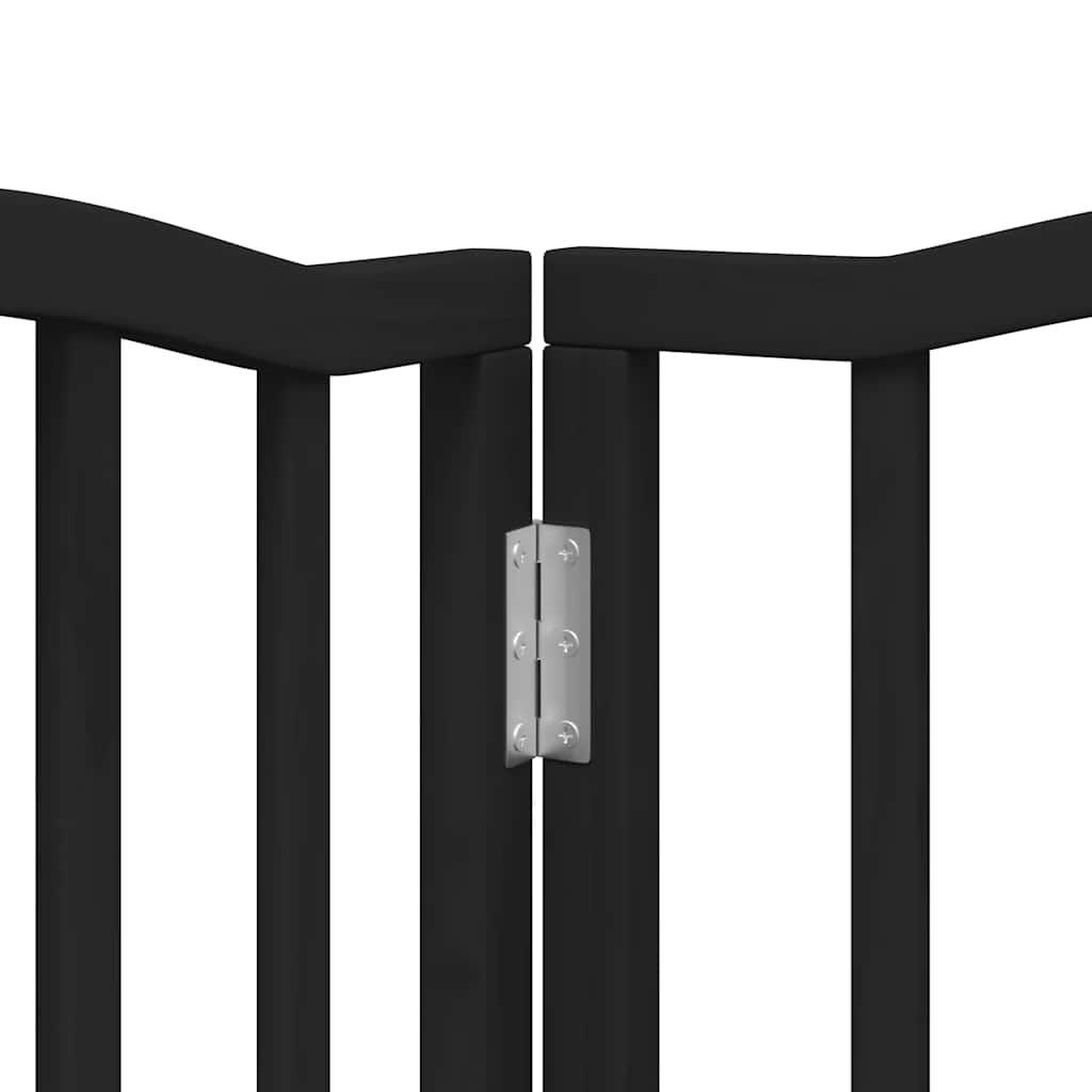 Dog Gate with Door Foldable 9 Panels Black 450 cm Poplar Wood