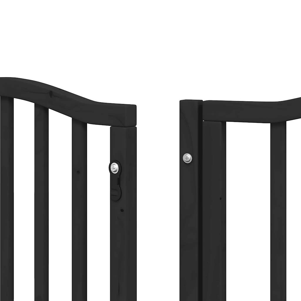 vidaXL Dog Gate with Door Foldable 9 Panels Black 450 cm Poplar Wood