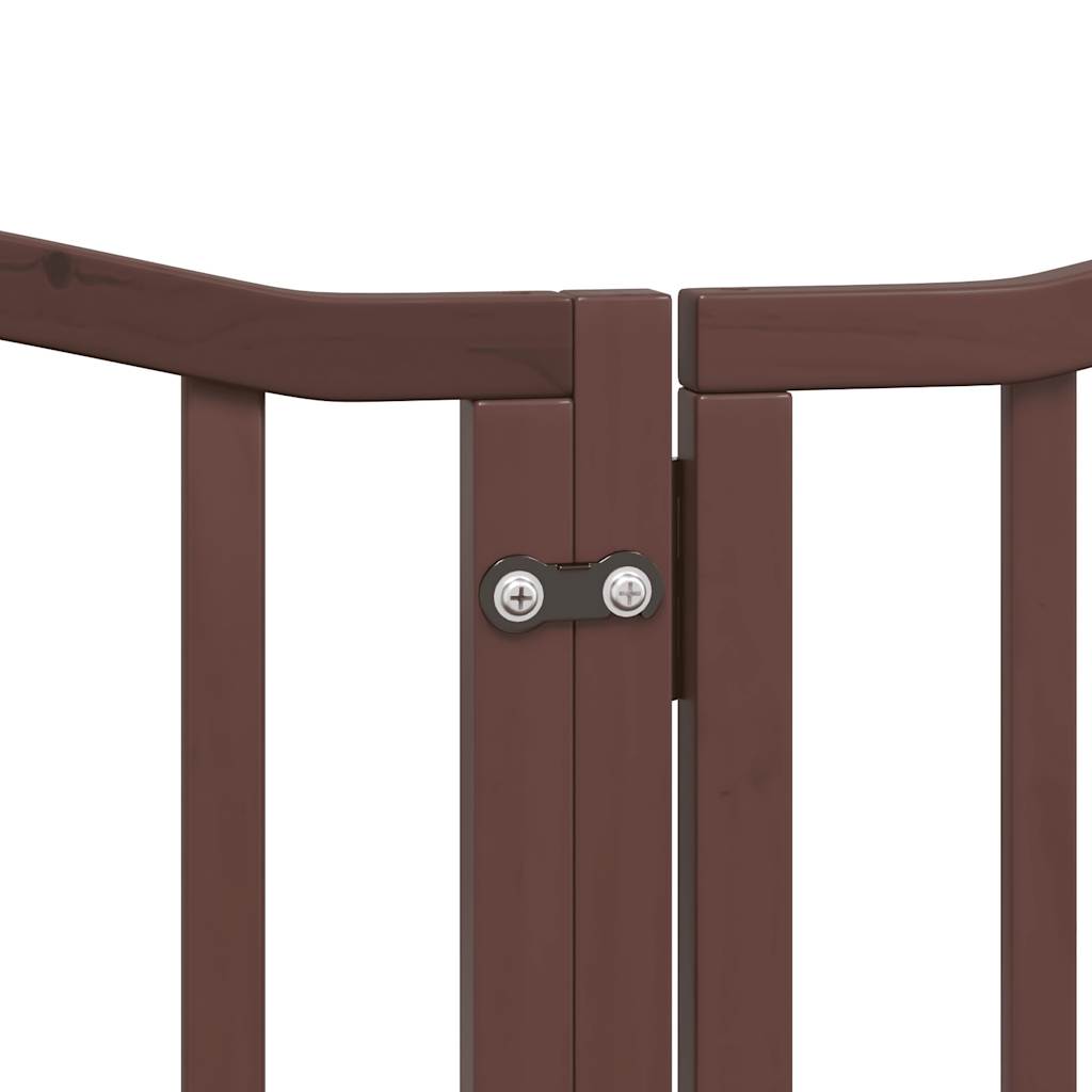 vidaXL Dog Gate with Door Foldable 9 Panels Brown 450 cm Poplar Wood