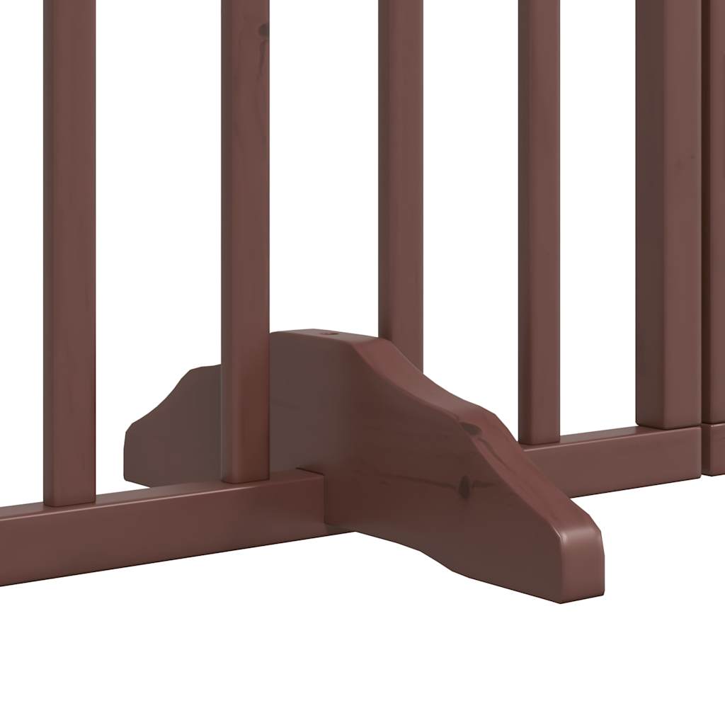 vidaXL Dog Gate with Door Foldable 9 Panels Brown 450 cm Poplar Wood