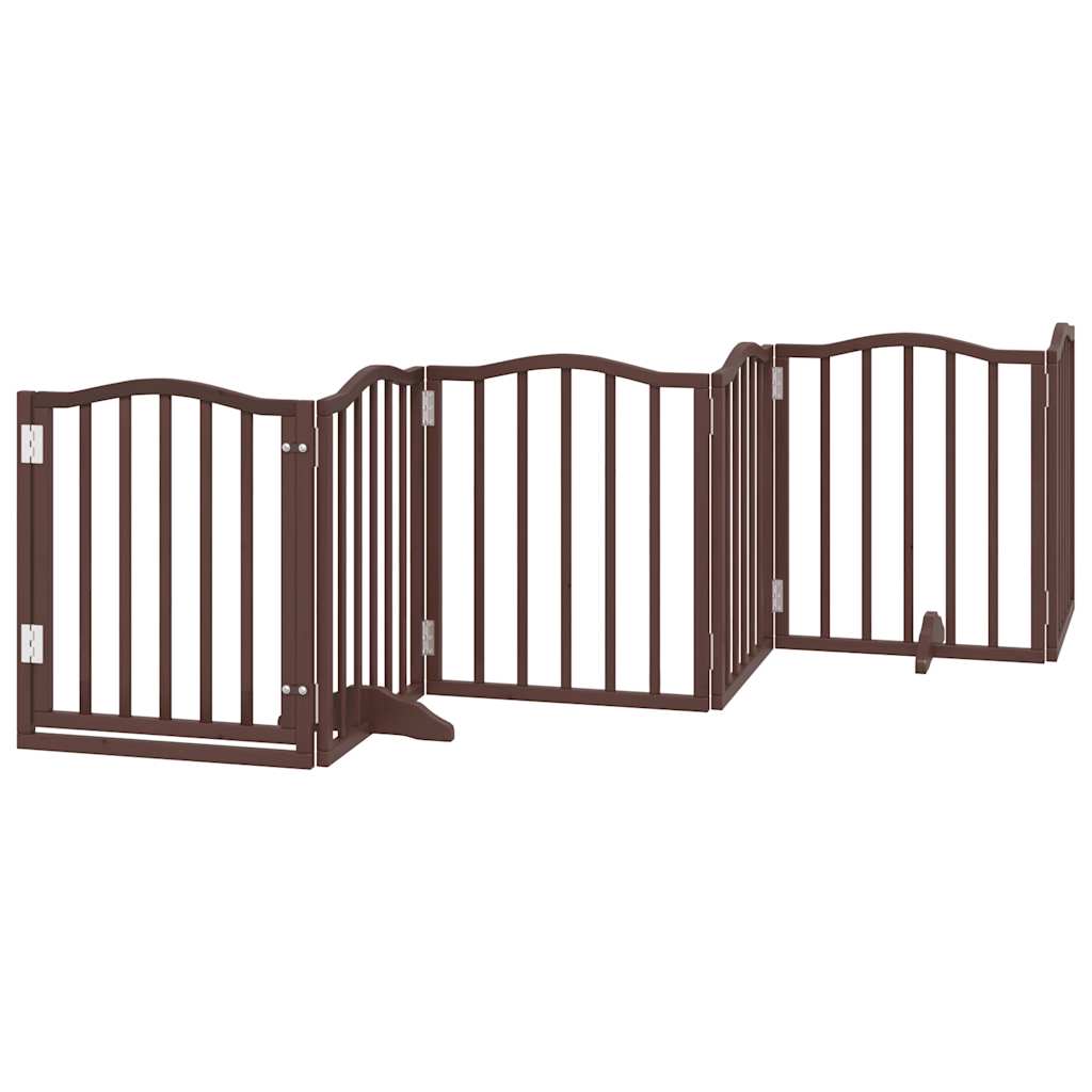 vidaXL Dog Gate with Door Foldable 12 Panels Brown 600 cm Poplar Wood